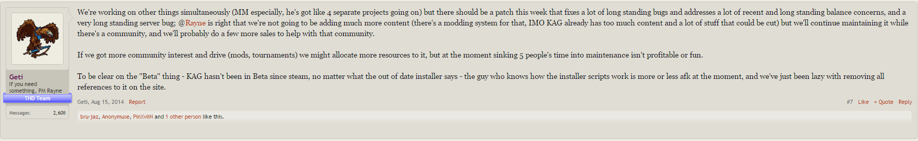 Reliance on modding for continued development.png